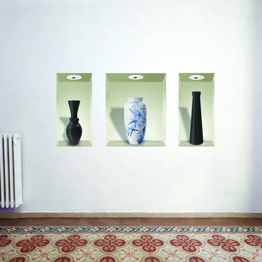 Vinyyli seinätarrat 3D-hyllyillä kukkavaseille sisustukseen - 3 kpl, 55 cm hinta ja tiedot | Sisustustarrat | hobbyhall.fi