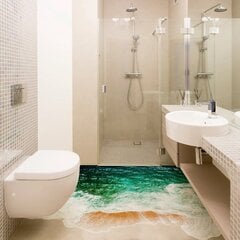 Vinyyli lattiatarra kylpyhuoneeseen, 3D-merta aaltoileva koriste sisustus, 200 x 200 cm. hinta ja tiedot | Sisustustarrat | hobbyhall.fi