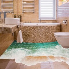 Vinyyli lattiatarra kylpyhuoneeseen, 3D-merta aaltoileva koriste sisustus, 200 x 200 cm. hinta ja tiedot | Sisustustarrat | hobbyhall.fi