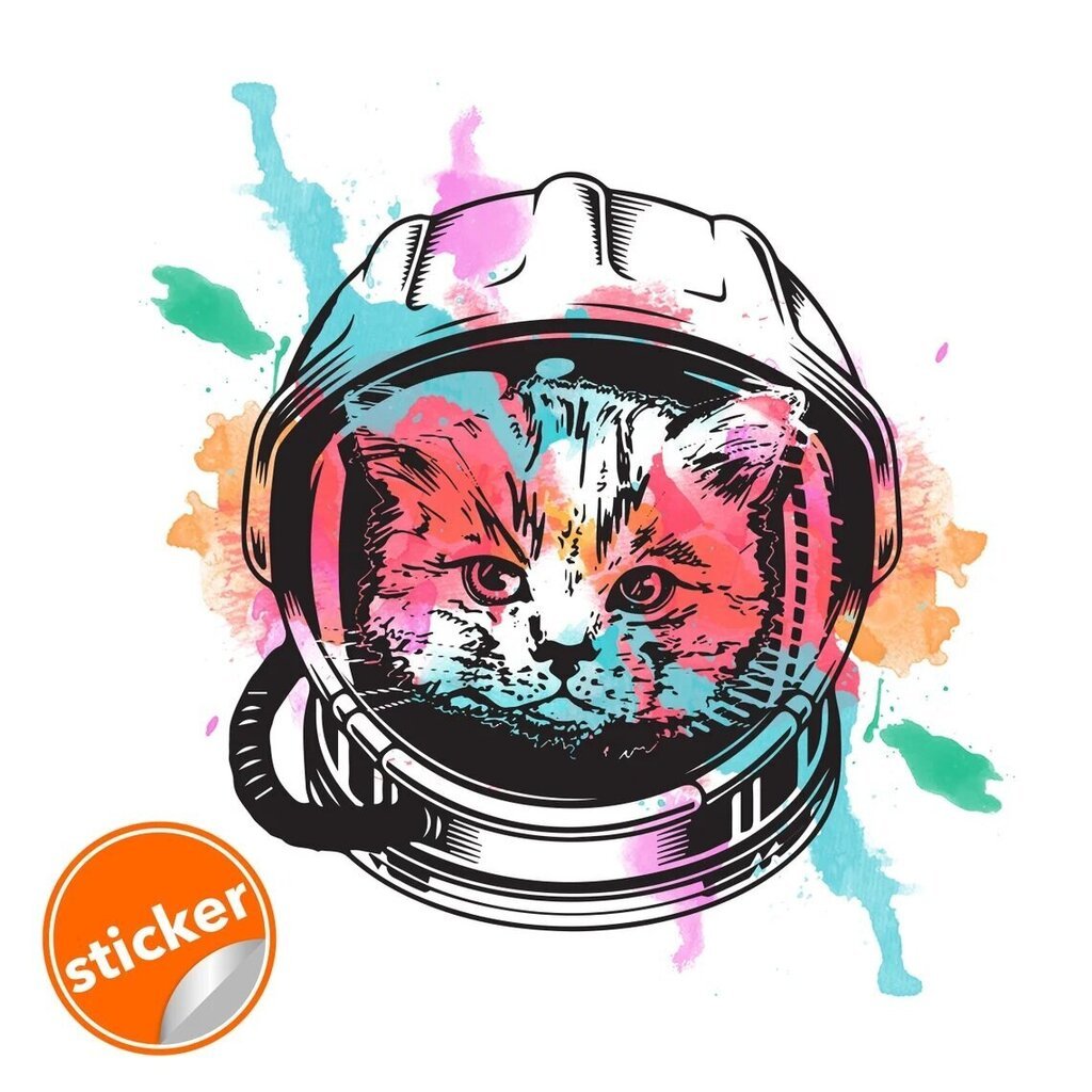 Vinyyli seinätarra Kissan astronautti - Kirkas seinätarra 60 x 60 cm hinta ja tiedot | Sisustustarrat | hobbyhall.fi