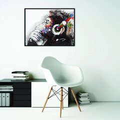 Banksyn ajattelija-apina kuulokkeilla -seinäjuliste sisustukseen (100x71cm) hinta ja tiedot | Sisustustarrat | hobbyhall.fi