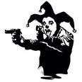Vinyyli seinätarra Banksyn Jokeri aseineen sisustus - 100 x 91 cm