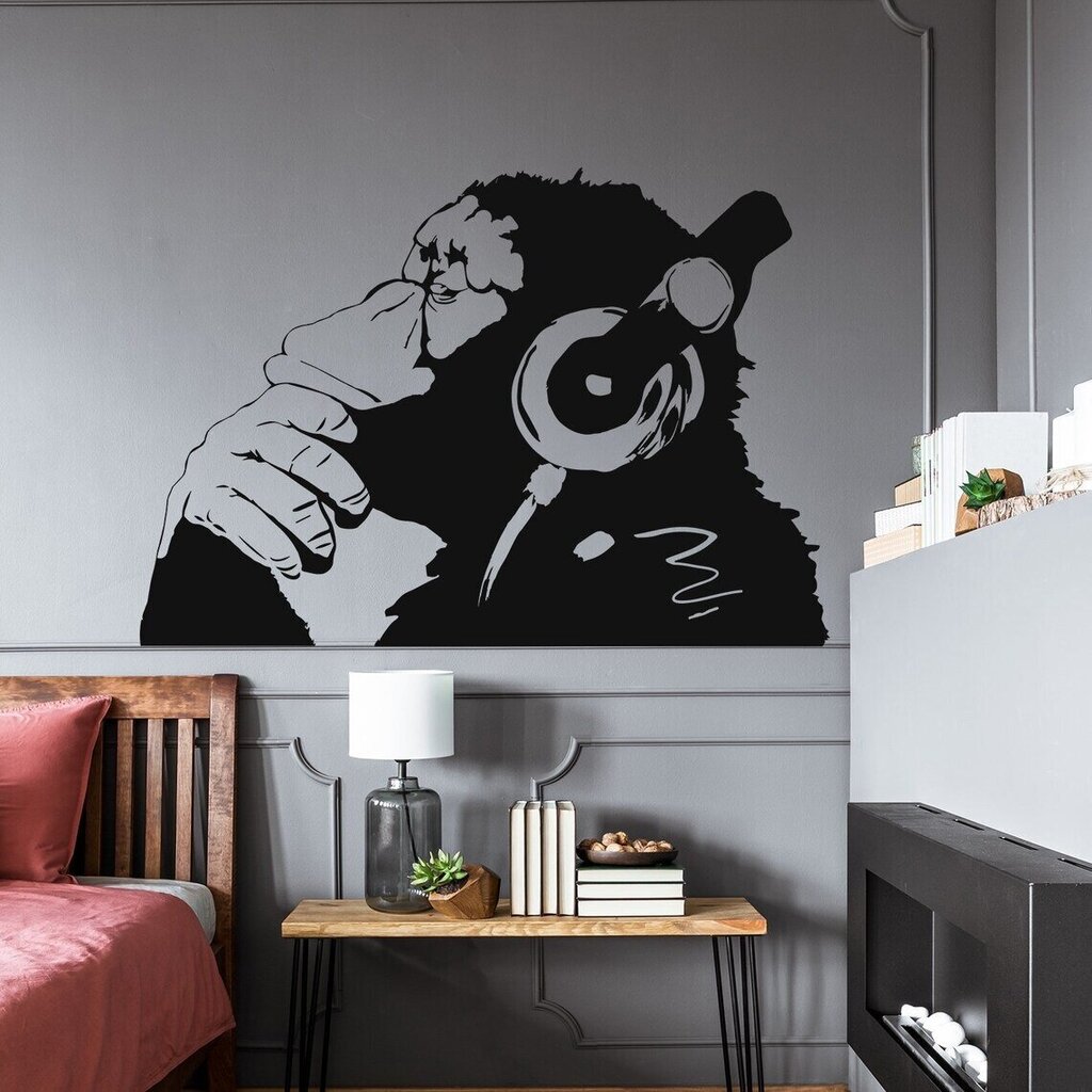 Banksyn apina kuulokkeissa - seinätarra sisustukseen - 120 x 83 cm hinta ja tiedot | Sisustustarrat | hobbyhall.fi