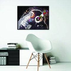Banksyn seinäjuliste graffitilla - Mietiskelevä apina kuulokkeissa - Sisustus - 100 x 71 cm hinta ja tiedot | Sisustustarrat | hobbyhall.fi