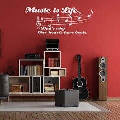 Vinyyli valkoinen seinätarra lainaus musiikista ja nuoteista sisustus - 100 x 40 cm hinta ja tiedot | Sisustustarrat | hobbyhall.fi