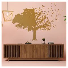 Vinyyli kultainen seinätarra Iso puu lehdillä sisustus - 160 x 160 cm hinta ja tiedot | Sisustustarrat | hobbyhall.fi