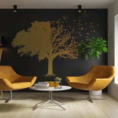 Vinyyli kultainen seinätarra Iso puu lehdillä sisustus - 160 x 160 cm hinta ja tiedot | Sisustustarrat | hobbyhall.fi
