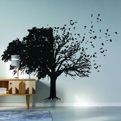 Vinyyli musta seinätarra Suuri puu lehdillä Sisustus - 160 x 160 cm hinta ja tiedot | Sisustustarrat | hobbyhall.fi