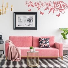 Vinyyli seinätarra kauniilla perhoskuvioinnilla, vaaleanpunainen, sisustus 120 x 45 cm. hinta ja tiedot | Sisustustarrat | hobbyhall.fi