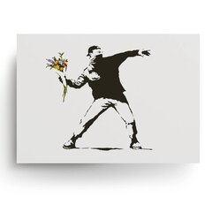 Banksyn graffititaulu "Kukkien heittäjä" sisustusdekorointiin - 120 x 83 cm hinta ja tiedot | Sisustustarrat | hobbyhall.fi