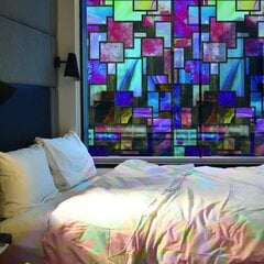 Värikäs lasimaalauksen näköinen vinyyli tarra kylpyhuoneen ikkunaan tai oveen - 122 x 200 cm. hinta ja tiedot | Sisustustarrat | hobbyhall.fi