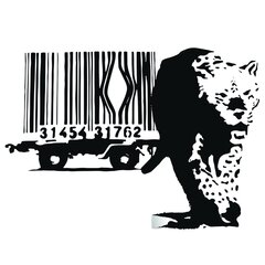 Vinyyli seinätarra Banksyn graffitista Leopardi ja viivakoodi sisustus - 100 x 71 cm hinta ja tiedot | Sisustustarrat | hobbyhall.fi