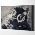 Banksyn ajaton graffititaulu - Mietiskelevä apina kuulokkeissa, retrotyyliä sisustukseen - 100 x 60 cm