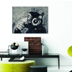 Banksyn ajaton graffititaulu - Mietiskelevä apina kuulokkeissa, retrotyyliä sisustukseen - 100 x 60 cm hinta ja tiedot | Sisustustarrat | hobbyhall.fi