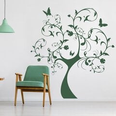 Suuri ja tyylikäs vihreä puu seinätarra - 140 x 129 cm, kasvitieteellinen sisustus, vinyylitapetti hinta ja tiedot | Sisustustarrat | hobbyhall.fi