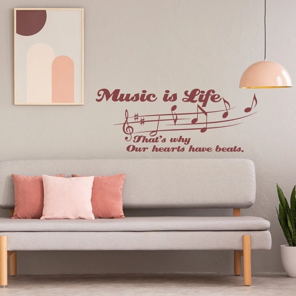 Vinyyli punainen seinätarra lainaus Musiikki ja nuotit sisustus - 100 x 40 cm hinta ja tiedot | Sisustustarrat | hobbyhall.fi