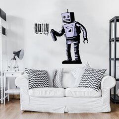 Vinyyli seinätarra Robotti ja viivakoodi sisustus - 120 x 120 cm hinta ja tiedot | Sisustustarrat | hobbyhall.fi