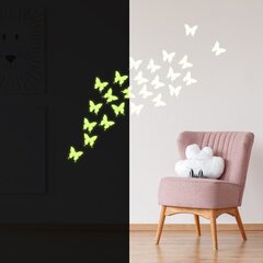 Heijastavat seinätarrat Lentävät perhoset Pimeässä hohtavat sisustustarrat - 120 x 120 cm hinta ja tiedot | Sisustustarrat | hobbyhall.fi