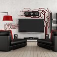 Vinyyli seinätarra punaisella värillä TV:lle - sisustuselementti olohuoneeseen tai makuuhuoneeseen (200 x 200 cm)