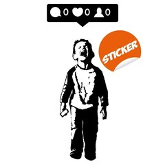Musta Banksyn graffitiseinä tarrakuvio - Itkevä poika älypuhelimella, sisustuselementti - 120 x 55 cm hinta ja tiedot | Sisustustarrat | hobbyhall.fi