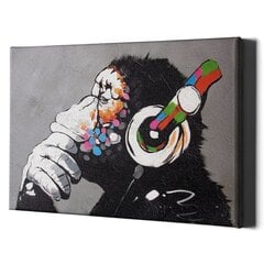 Banksyn seinäkangas Monkey in Headphones -graffitilla, sisustuksen koristelu, 78 x 50 cm hinta ja tiedot | Decords Huonekalut ja sisustus | hobbyhall.fi