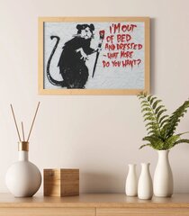 Banksyn seinäjuliste rotta-graffitilla ja lainauksella - sisustuksen koriste 60 x 43 cm hinta ja tiedot | Decords Huonekalut ja sisustus | hobbyhall.fi