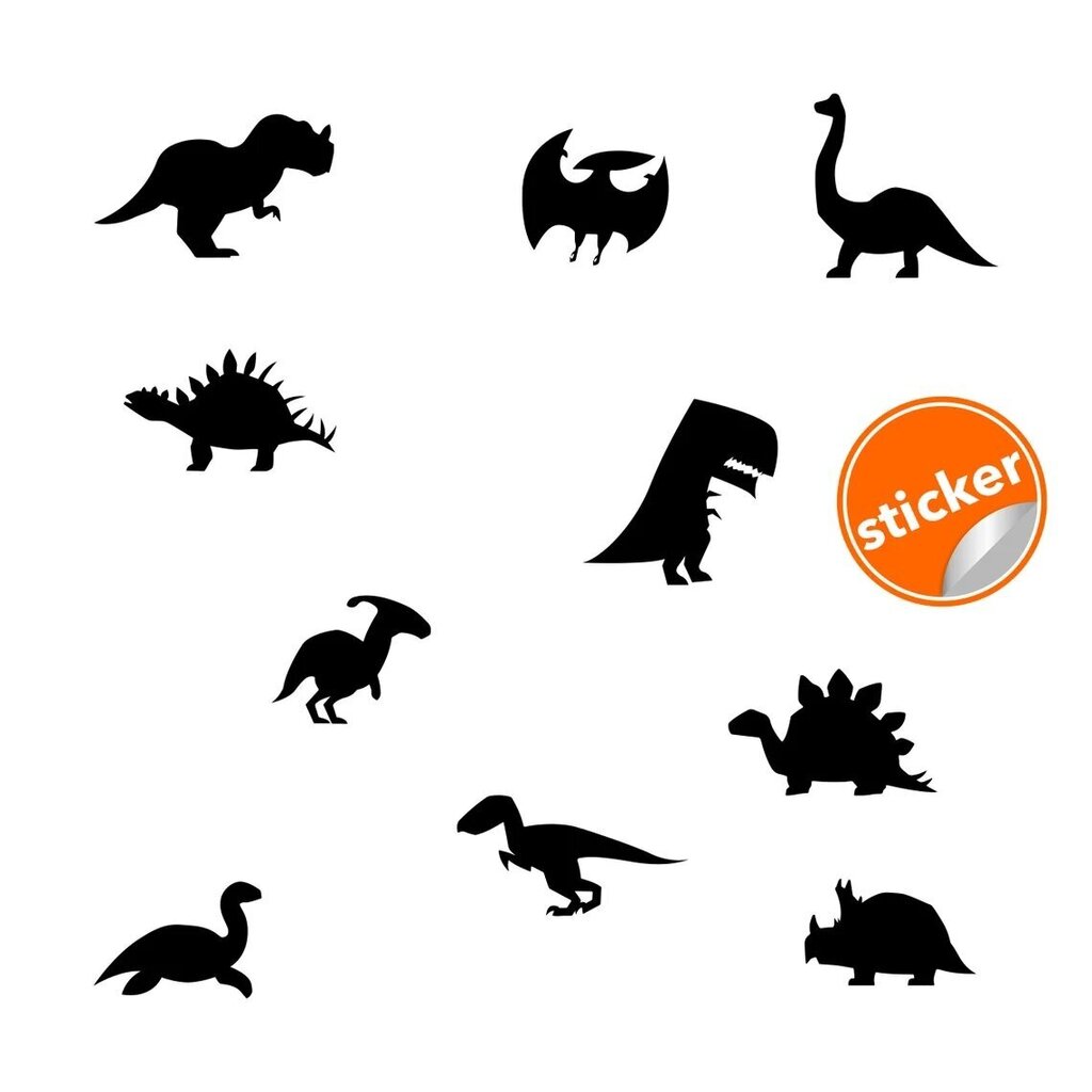 Vinyyli seinätarrat Mustat dinosaurusten siluetit Sisustus koriste lastenhuoneeseen - 40 kpl. hinta ja tiedot | Sisustustarrat | hobbyhall.fi