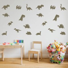 Kultaiset dinosaurusten siluetit - 40 kpl seinätarroja lastenhuoneen sisustukseen. hinta ja tiedot | Sisustustarrat | hobbyhall.fi