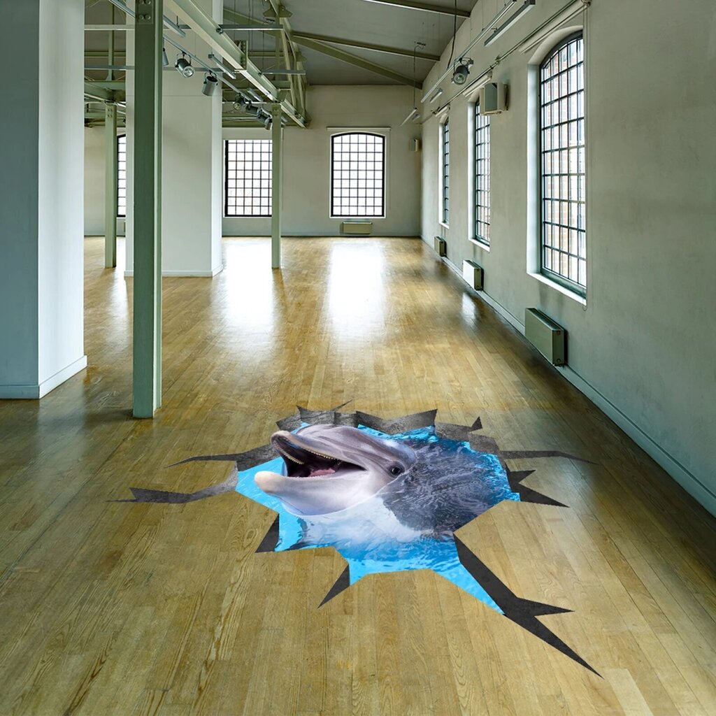 3D delfiini lattiatarra lastenhuoneen sisustukseen - 120 x 73 cm hinta ja tiedot | Sisustustarrat | hobbyhall.fi