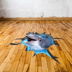 3D delfiini lattiatarra lastenhuoneen sisustukseen - 120 x 73 cm hinta ja tiedot | Sisustustarrat | hobbyhall.fi