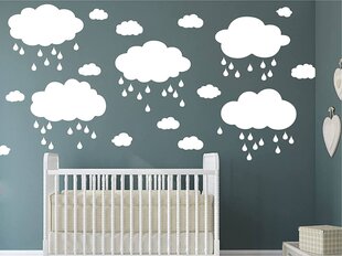 Vinyyli seinätarrat - Suuret valkoiset pilvet ja pisarat - Sisustus koristelu lastenhuoneeseen - 72 kpl hinta ja tiedot | Sisustustarrat | hobbyhall.fi