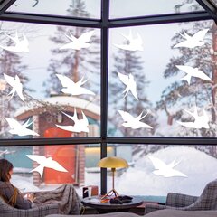 Vinyyli puoliläpinäkyvät ikkunatarrat Lentävät linnut Sisustusdekor 25 kpl, 15 cm hinta ja tiedot | Sisustustarrat | hobbyhall.fi