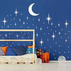 Vinyyli valkoiset seinätarrat Kuun ja tähtien yötaivas sisustus koriste lapsen huoneeseen. hinta ja tiedot | Sisustustarrat | hobbyhall.fi