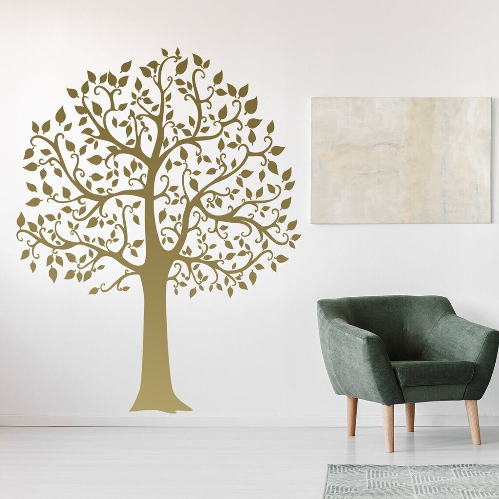 Kulta-vinyylitarra seinälle: Suuri kasvava puu, kasvien sisustus - 160 x 120 cm hinta ja tiedot | Sisustustarrat | hobbyhall.fi