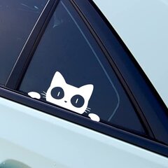 Vinyyli seinätarra, auto, kannettava tietokone Valkoinen kissa Eläin tarra - 5 x 12 cm hinta ja tiedot | Sisustustarrat | hobbyhall.fi