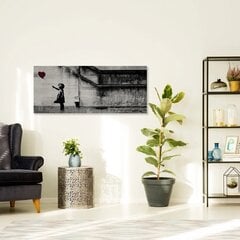 Banksyn seinäkangas graffitilla - Tyttö ilmapallolla - Tyylikäs sisustus - 100 x 40 cm hinta ja tiedot | Taulut | hobbyhall.fi