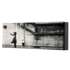 Banksyn seinäkangas graffitilla - Tyttö ilmapallolla - Tyylikäs sisustus - 100 x 40 cm hinta ja tiedot | Taulut | hobbyhall.fi