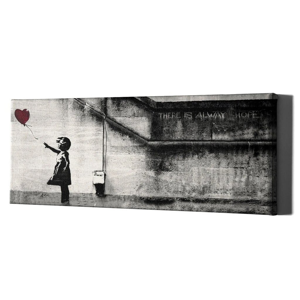 Banksyn seinäkangas graffitilla - Tyttö ilmapallolla - Tyylikäs sisustus - 100 x 40 cm hinta ja tiedot | Taulut | hobbyhall.fi