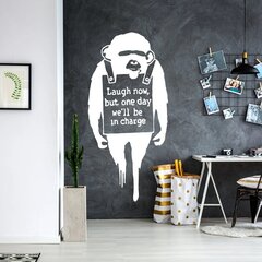 Vinyyli seinätarra valkoisella Banksyn graffitista apinasta lainauksella - Sisustusideoita - 120 x 58 cm hinta ja tiedot | Sisustustarrat | hobbyhall.fi