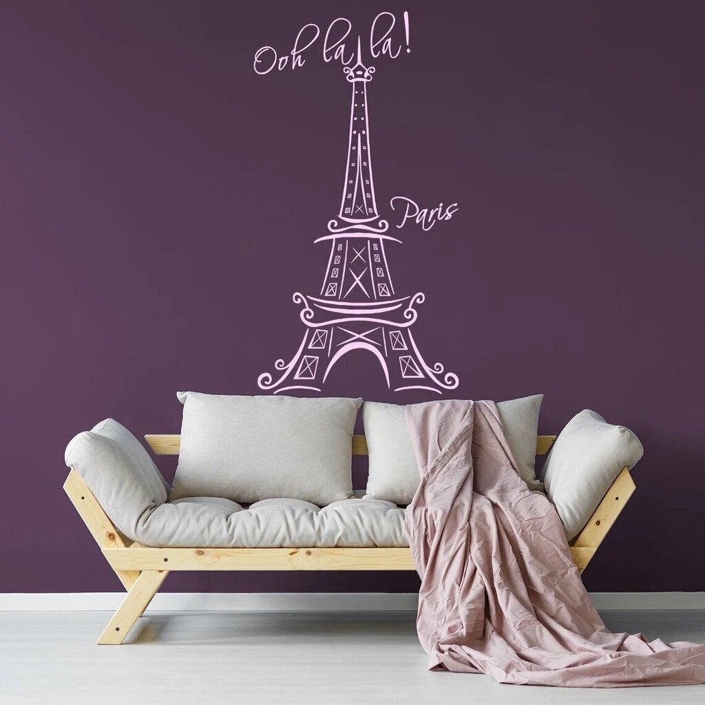 Vinyyli vaaleanpunainen seinätarra Eiffel-torni Pariisi ranskalainen sisustus - 120 x 53 cm hinta ja tiedot | Sisustustarrat | hobbyhall.fi