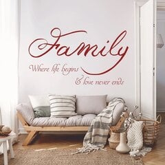 Perheen sana lainausmerkeissä - Punainen seinätarra - 120 x 71 cm hinta ja tiedot | Sisustustarrat | hobbyhall.fi