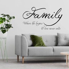 Perheen lainaus mustalla vinyylikoristeella - sisustustarra kotiin - 120 x 71 cm hinta ja tiedot | Sisustustarrat | hobbyhall.fi