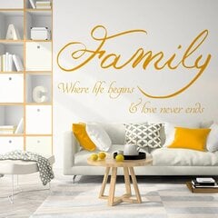 Perheen lainaus keltaisella vinyyli-tarralla - sisustustarrat kotiin - 120 x 71 cm hinta ja tiedot | Sisustustarrat | hobbyhall.fi