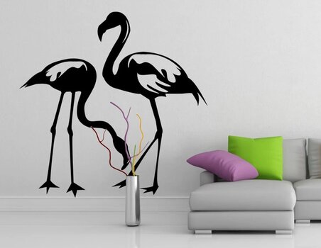 Musta flamingo seinätarra linnuilla - sisustustarra 100x100 cm hinta ja tiedot | Sisustustarrat | hobbyhall.fi