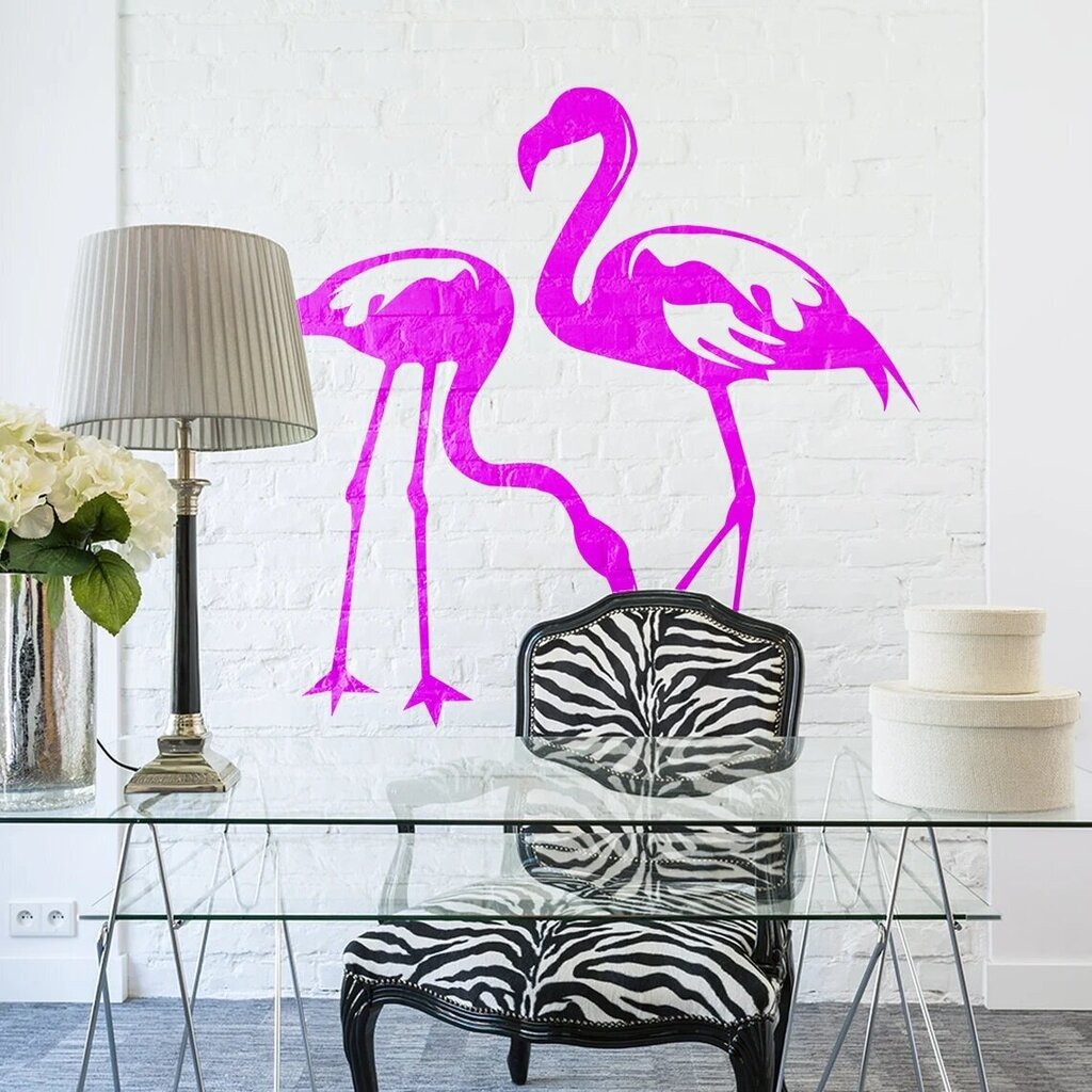 Vinyyli seinätarra Pinkit flamingot Lintukuvioinen sisustustarra - 100 x 100 cm hinta ja tiedot | Sisustustarrat | hobbyhall.fi