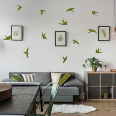 12 vihreää lintua seinälle - lentävät linnut sisustustarra vinyylillä hinta ja tiedot | Sisustustarrat | hobbyhall.fi