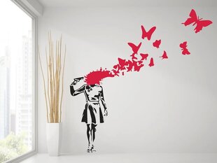 Vinyyli seinätarra Banksyn graffitista Tyttö ja ase Perhoset Sisustus - 80cm hinta ja tiedot | Sisustustarrat | hobbyhall.fi