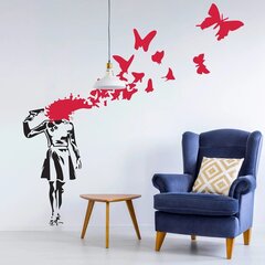 Vinyyli seinätarra Banksyn graffitista Tyttö ja ase Perhoset Sisustus - 80cm hinta ja tiedot | Sisustustarrat | hobbyhall.fi