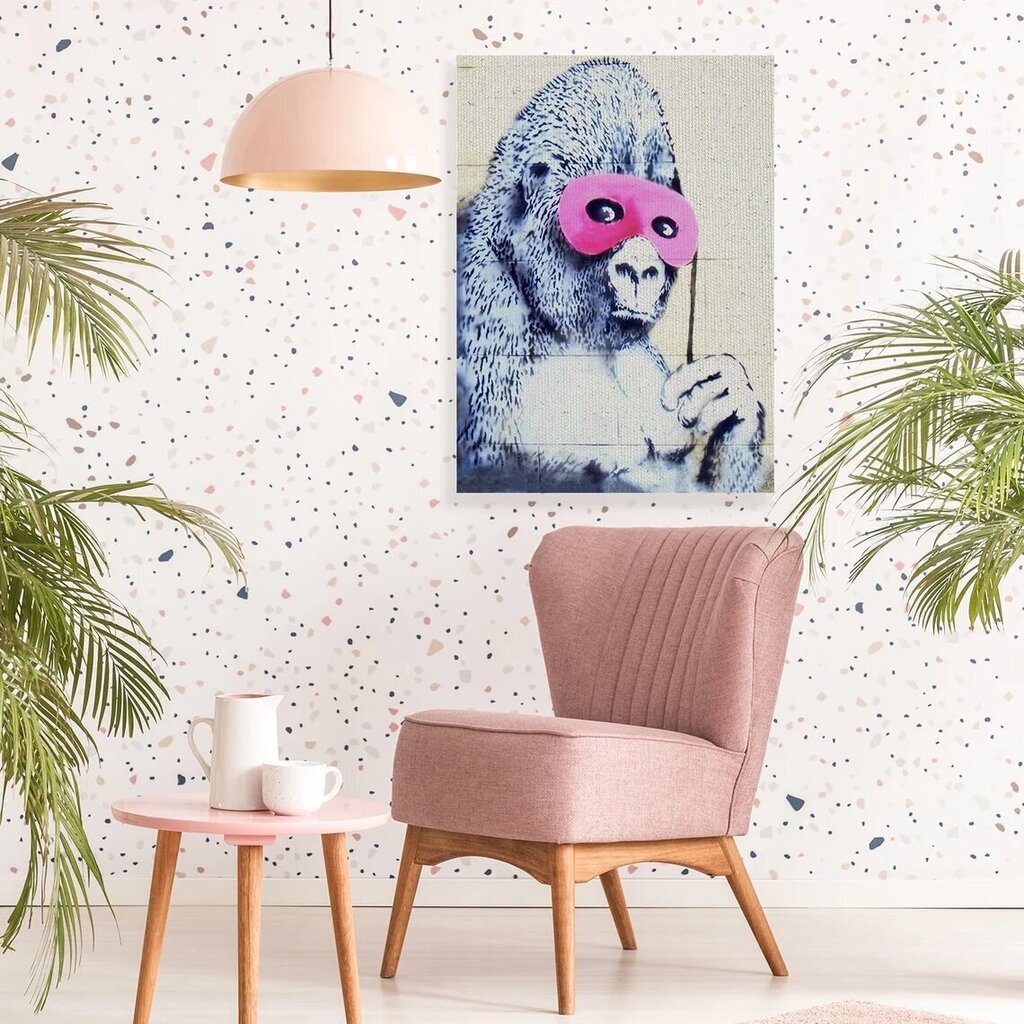 Seinäkangas Gorilla pinkissä naamiossa - Tyylikäs sisustus - 60 x 40 cm hinta ja tiedot | Sisustustarrat | hobbyhall.fi