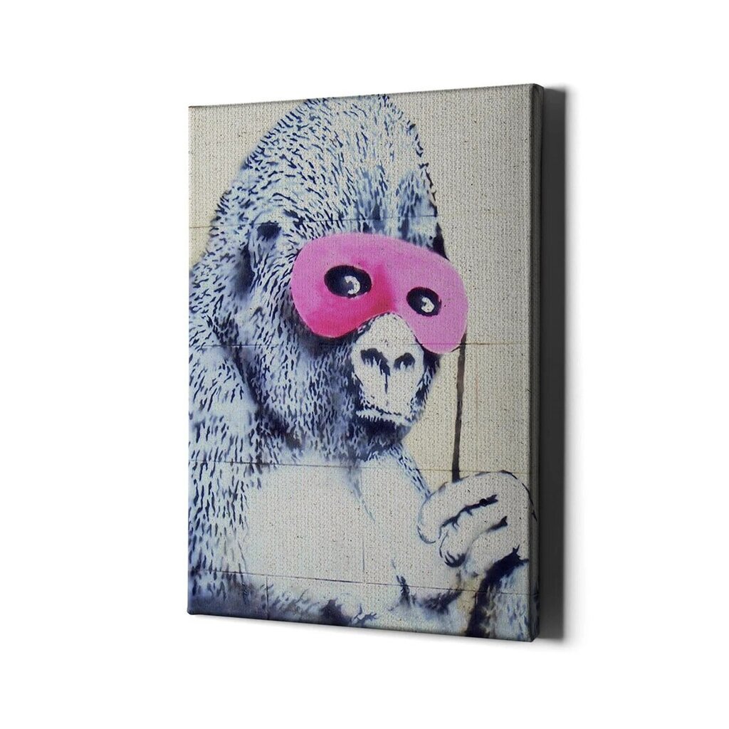 Seinäkangas Gorilla pinkissä naamiossa - Tyylikäs sisustus - 60 x 40 cm hinta ja tiedot | Sisustustarrat | hobbyhall.fi